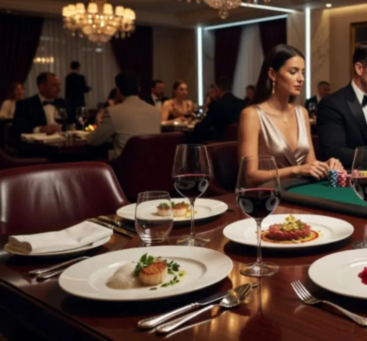 Table de jeu de casino avec service de menu soirée
