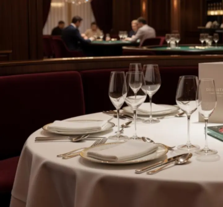 Table de menu dégustation élégante dans une ambiance de casino