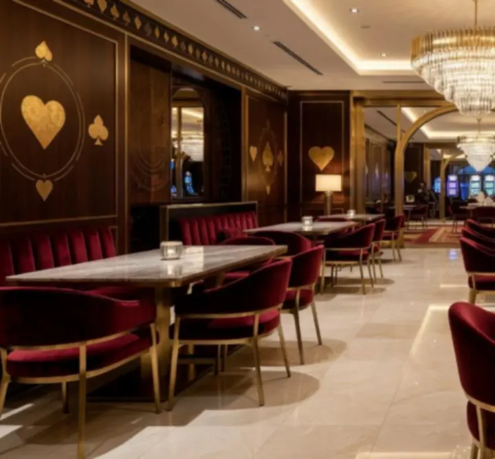 Salle à manger luxueuse du restaurant ANTE FRANCE dans un décor de casino